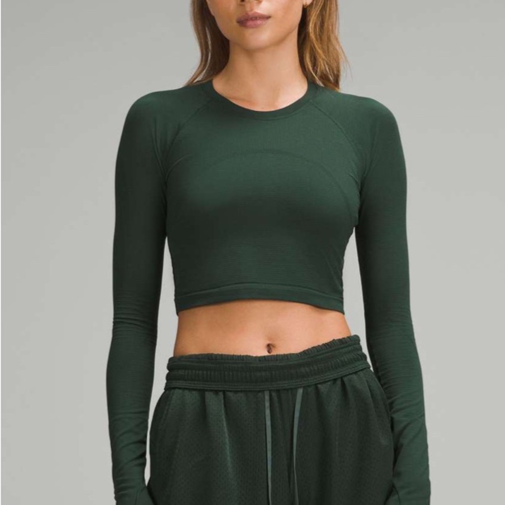 NWT Lululemon swiftly tech cropped long sleeve LEGACY GREEN Size 0
